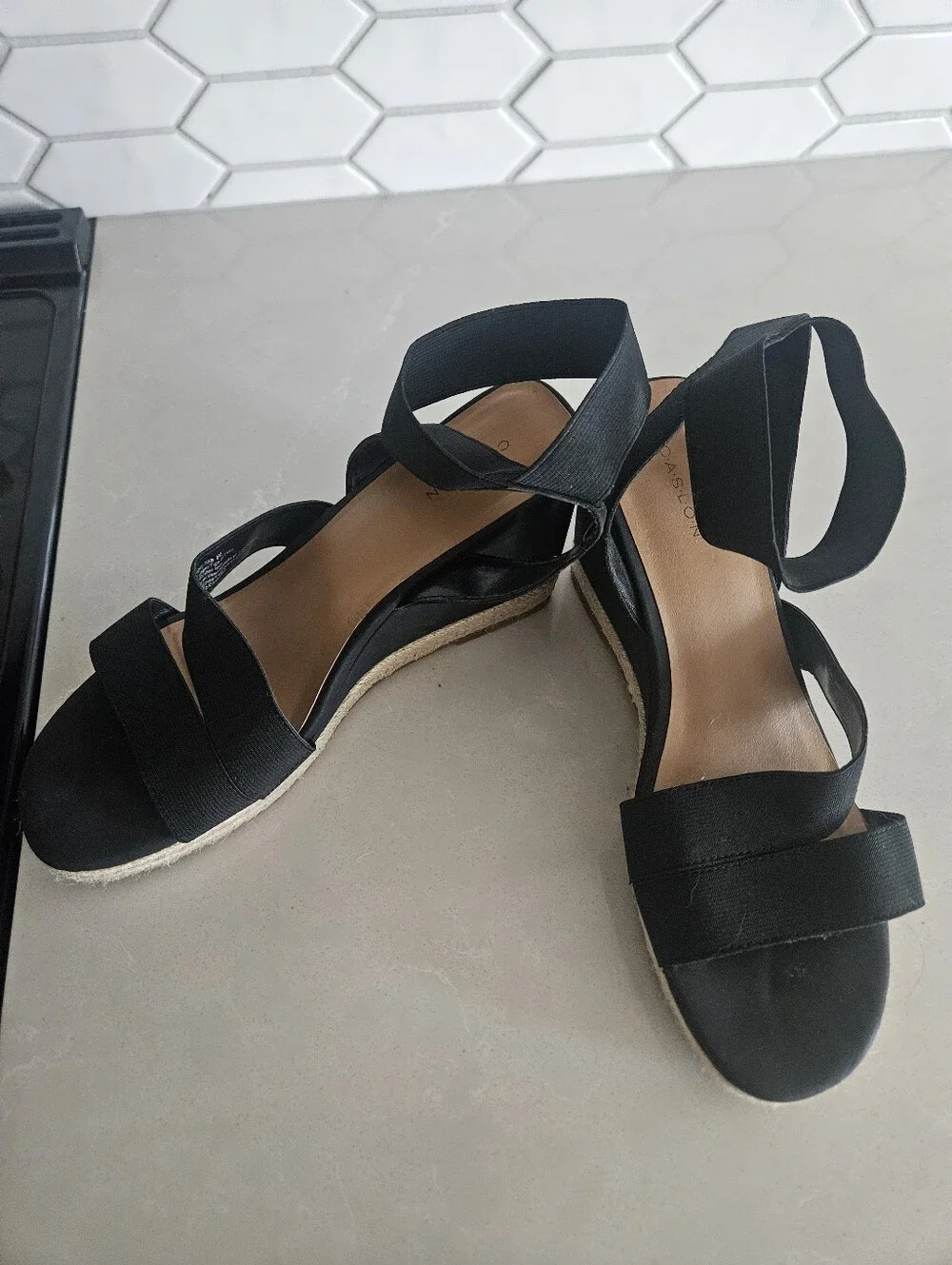 Caslon Black Espadrille Wedge Ankle-Tie Sandals